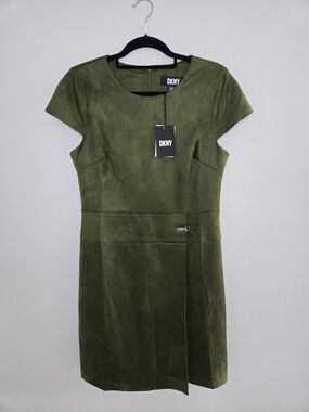 DKNY Olive Green Cap Sleeve Sheath Dress NWT
